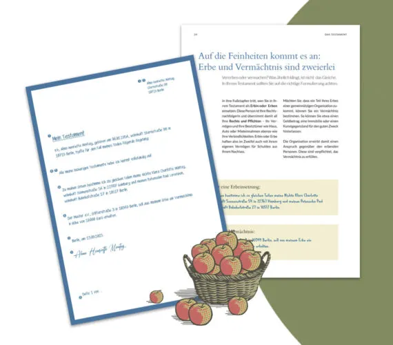 Unsere Info-Broschüre bietet kostenlose Informationen zur handschriftlichen Testamentserstellung.